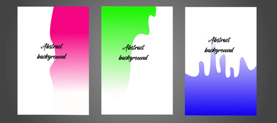 Abstract gradient backgrounds set with various dynamic multicolored shapes and black outlines for creative graphic design vector illustration.
