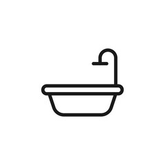 Hotel, holiday, weekend concept. Vector signs drawn in flat style. Perfect for web sites, stores, shops, books. Editable stroke. Line icon of bathtub