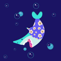 Cute shark cartoon for the vacation of the summer.