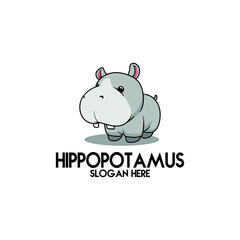 hippopotamus cute animal logo vector