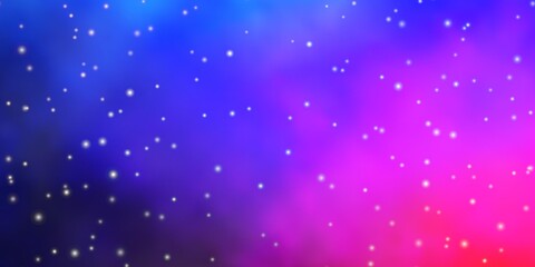 Dark Blue, Red vector background with small and big stars.