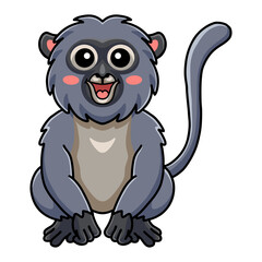 Cute dusky leaf monkey cartoon sitting