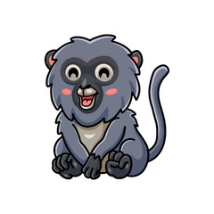 Cute dusky leaf monkey cartoon sitting