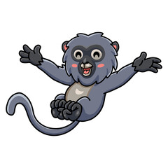 Cute dusky leaf monkey cartoon posing