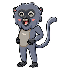 Cute dusky leaf monkey cartoon standing
