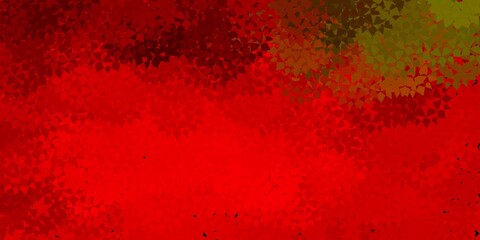 Dark green, red vector background with polygonal forms.
