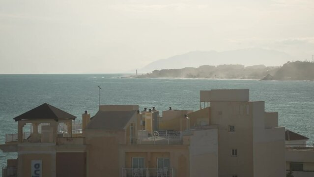 Hotels and coastline looking towards Torrox Lighthouse, Nerja, Malaga
