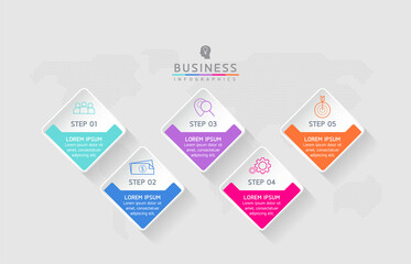 Connecting Steps Infographic Template with 5 Elements