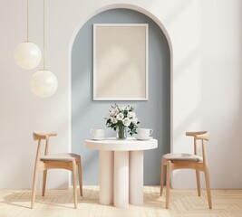 Mock up frame in modern dining room interior design.