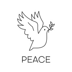 Dove of peace with an olive branch. Vector illustration.