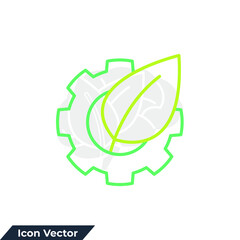 Eco industry. eco friendly green technology icon logo vector illustration. Leaf and gear. green tech symbol template for graphic and web design collection