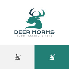 Deer Horns Antler Animal Silhouette Abstract Logo