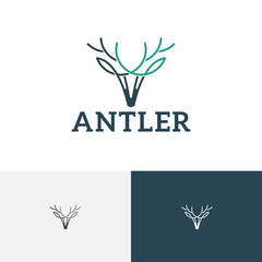 Antler Deer Horns Wildlife Animal Zoo Elegant Logo