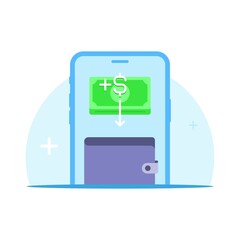 Top up e money on smartphone concept illustration flat design vector eps10. modern graphic element for landing page, empty state ui, infographic, icon