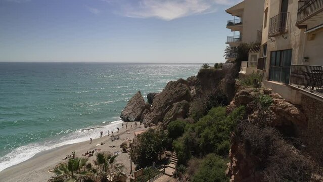 Playa del Carabeo beach, Nerja, Costa del Sol, Malaga Province