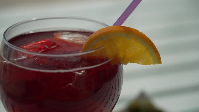 Sangria and olives at Playa de Burriana beach in Nerja, Costa del Sol, Malaga Province