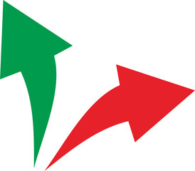 two red and green arrows