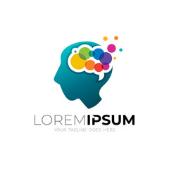 Head people logo with brain colorful design