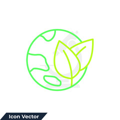 green earth icon logo vector illustration. ecology, nature global protect symbol template for graphic and web design collection