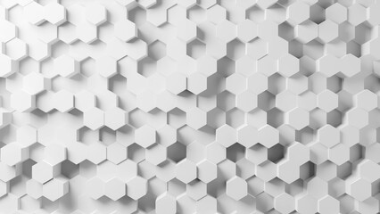 Hexagon abstract white background texture. 3d illustration, 3d rendering.