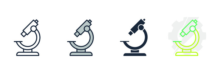 microscope icon logo vector illustration. leaf and hand, Pharmacy and science symbol template for graphic and web design collection