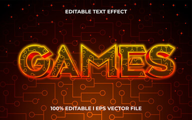 Fototapeta na wymiar games 3d text effect with cyber theme. red typography template for modern tittle