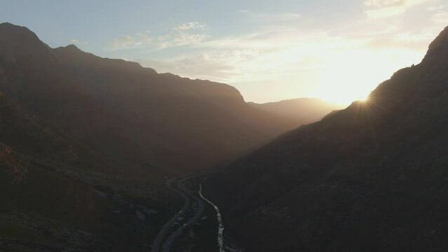 Aerial view of Du Toits Kloof Pass (N1), Paarl, Western Cape, South Africa, Africa