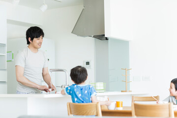 Obraz premium 親子 朝食