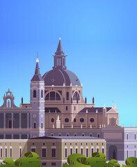 beautiful Madrid city business travel tourism concept cityscape with famous buildings