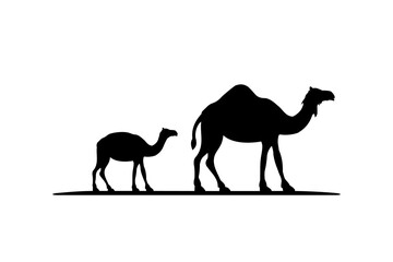 Camel And Baby Camel Silhouette Vector For The Best Camel Icon Illustration