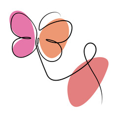 woman face butterfly boho style line art illustration