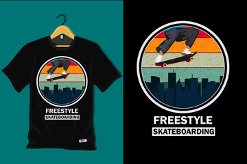 Freestyle Skateboarding Retro Vintage T Shirt Design