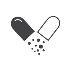 flat design medicine capsule icon vector.