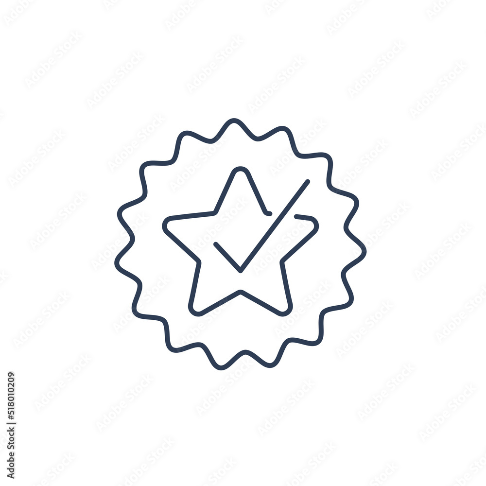 Poster seal with star. vector linear icon isolated on white background.