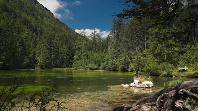 Gruner See, beautiful green lake with crystal clear water in summer, Gruner See, Styria, Austria
