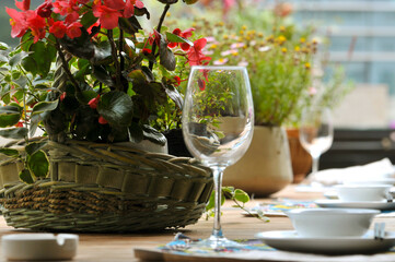 glass of wine on table