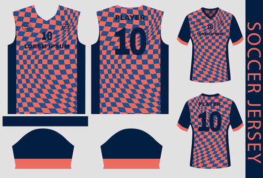 soccer jersey deign template with mockap and sewing print pattern