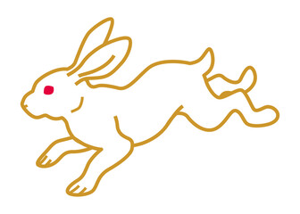 跳ねるウサギ - 線画