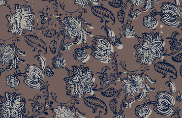 Ajrakh Pattern and block print and batik print Background digital printing textile pattern - obrazy, fototapety, plakaty