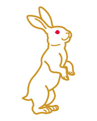 立ち上がるウサギ - 線画
