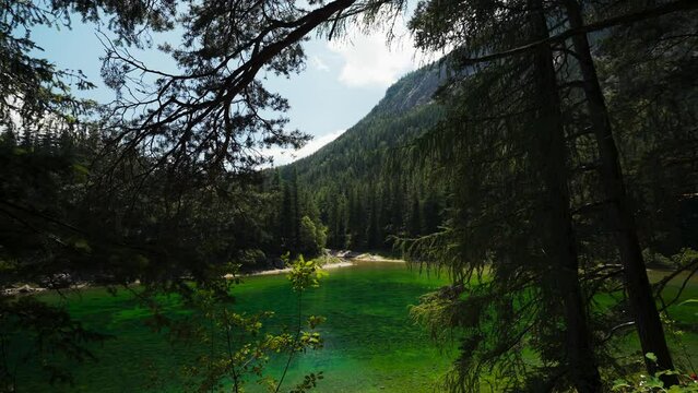 Gruner See, beautiful green lake with crystal clear water in summer, Gruner See, Styria, Austria
