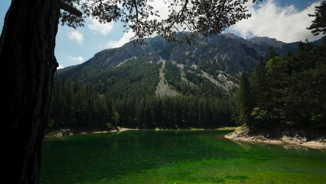 Gruner See, beautiful green lake with crystal clear water in summer, Gruner See, Styria, Austria