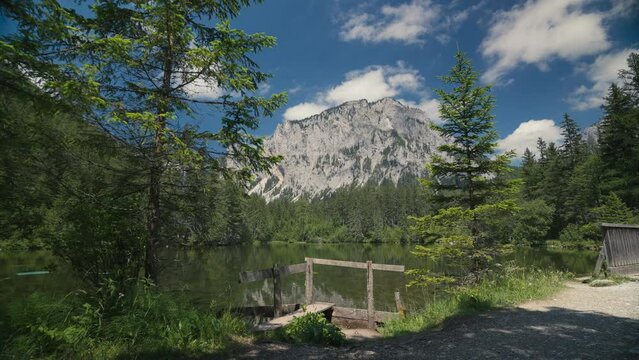 Gruner See, beautiful green lake with crystal clear water in summer, Gruner See, Styria, Austria