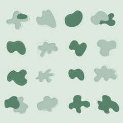 Set of Green Abstract organic blob shapes element