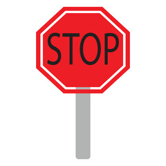 Red stop sign flat icon