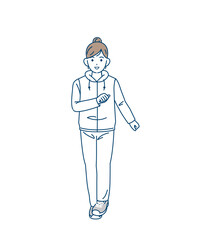 ジョギング　走る　若い女性　有酸素運動　イラスト