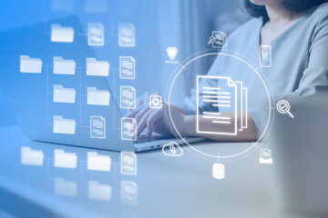 Document Management System (DMS) Online Document Database and automated processes to manage files, knowledge, and documents in an organization effectively with ERP, enterprise business technology.