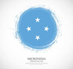 Creative circular grungy shape brush stroke flag of Micronesia on a solid background