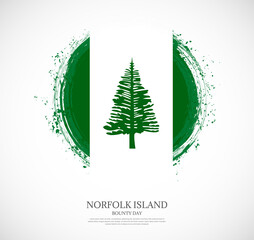 Creative circular grungy shape brush stroke flag of Norfolk Island on a solid background
