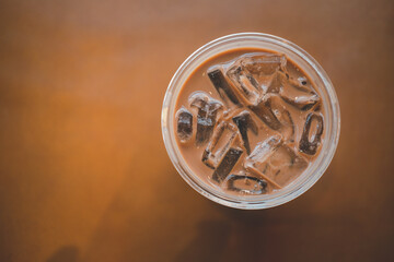 Iced mocha coffee in to go or take away cup